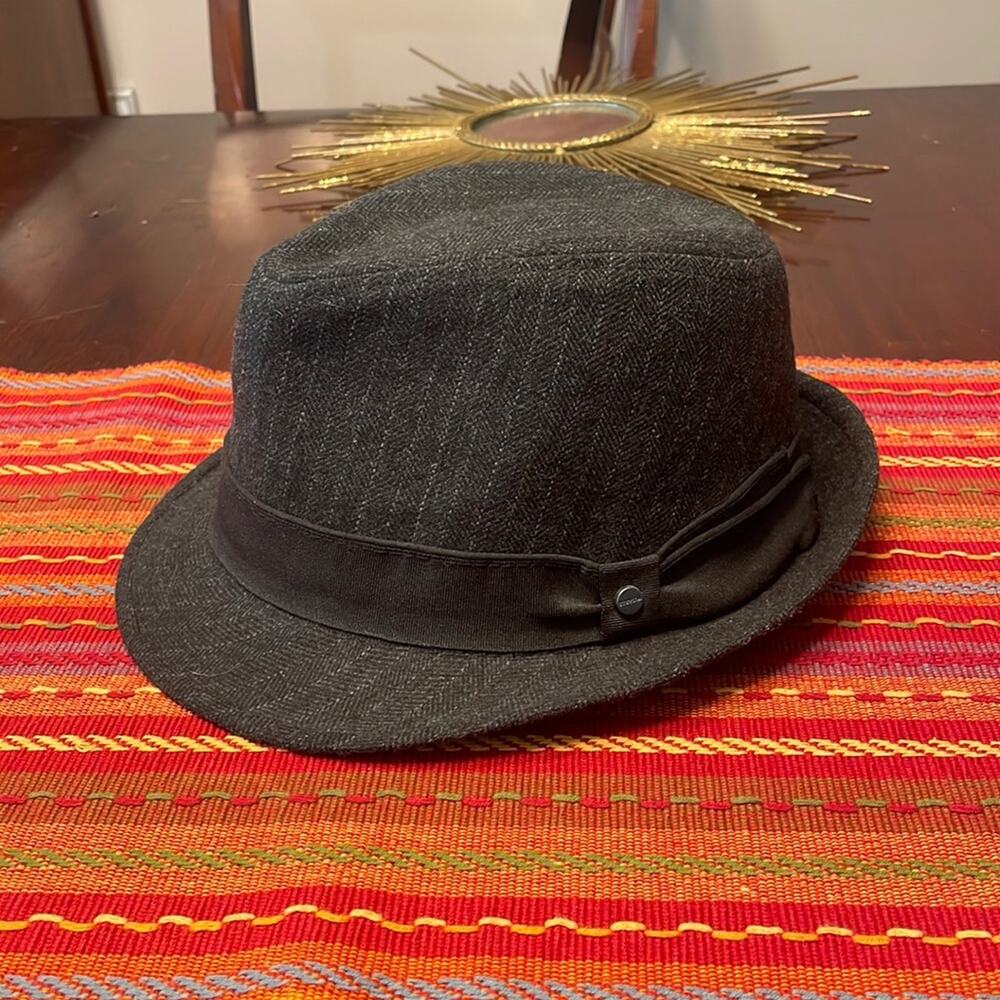STETSON Hat gray pinstriped wool fedora